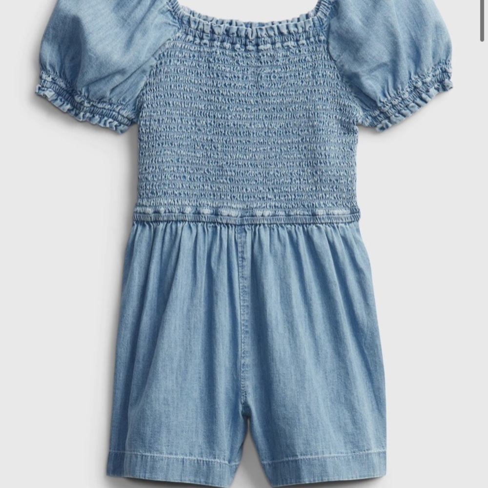 Kids Smocked Denim Romper